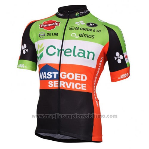 2016 Abbigliamento Ciclismo Crelan AA Rosso e Verde Manica Corta e Salopette